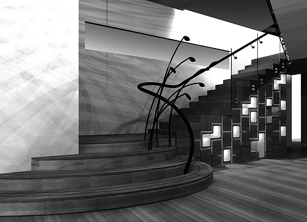 3D Conceptual Render of main stair case